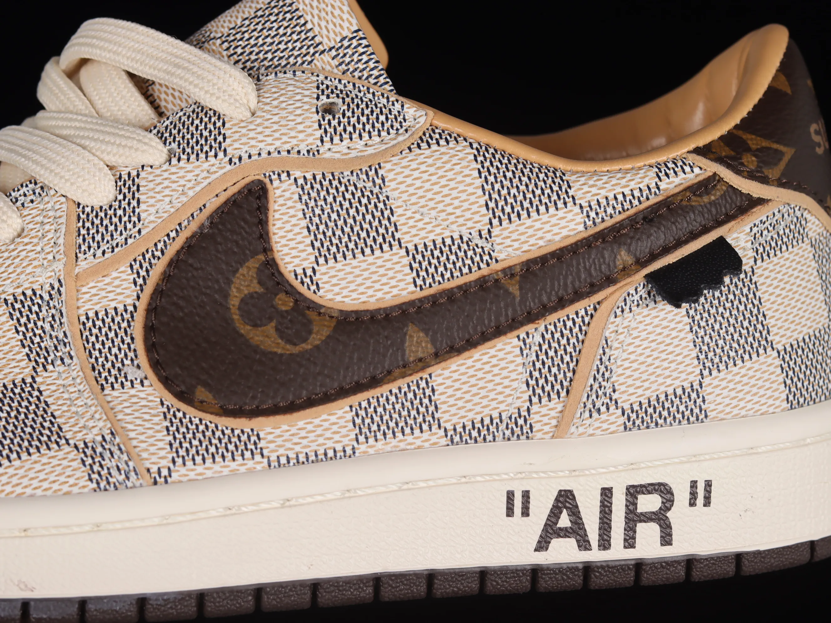 All categories Air Jordan Jordan series basketball shoes Air Jordan 1 Low gift box version Donkey brand x Air Jordan 1 Low OG Custom "Damier Azur/Brown/LV Monogram" AJ1 Joe 1 joint model classic low-top cultural versatile casual sports basketball shoes